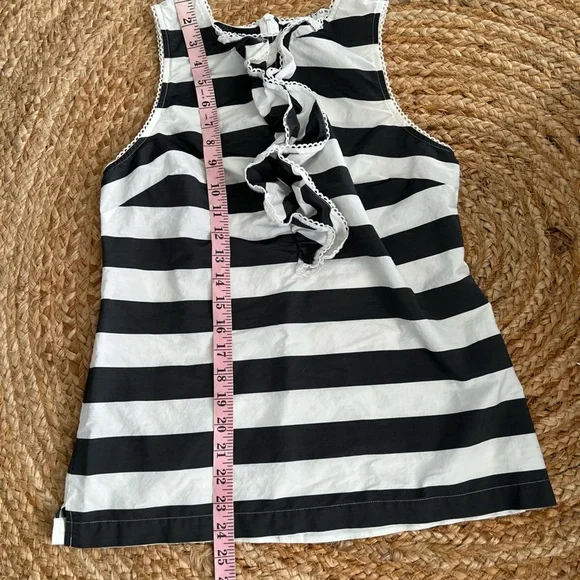 Trina Turk Black & White Striped Ruffle Tank size S - Picture 6 of 9